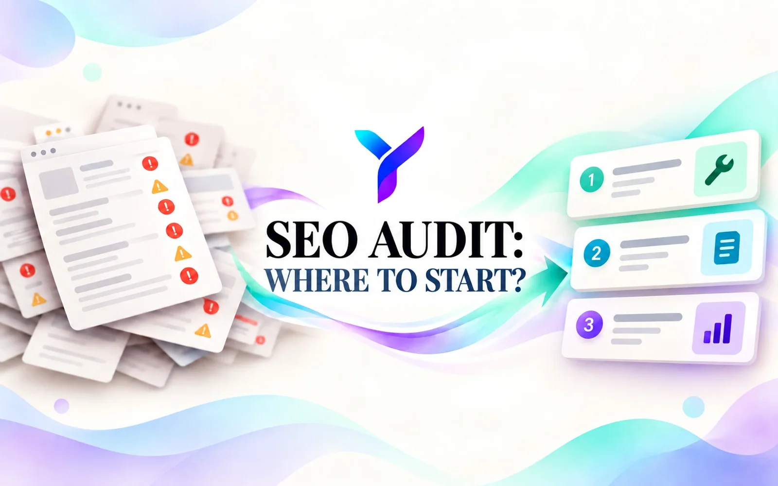 Yasnora AI cover illustrating SEO audit findings and a prioritized action plan